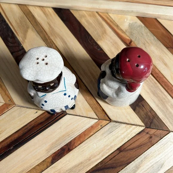 Vintage Aunt Jemima and Uncle Moses Salt Pepper Shakers Black Americana Chef - Picture 8 of 16